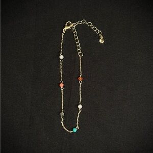 Elegant Gold Multicolor Beaded Anklet